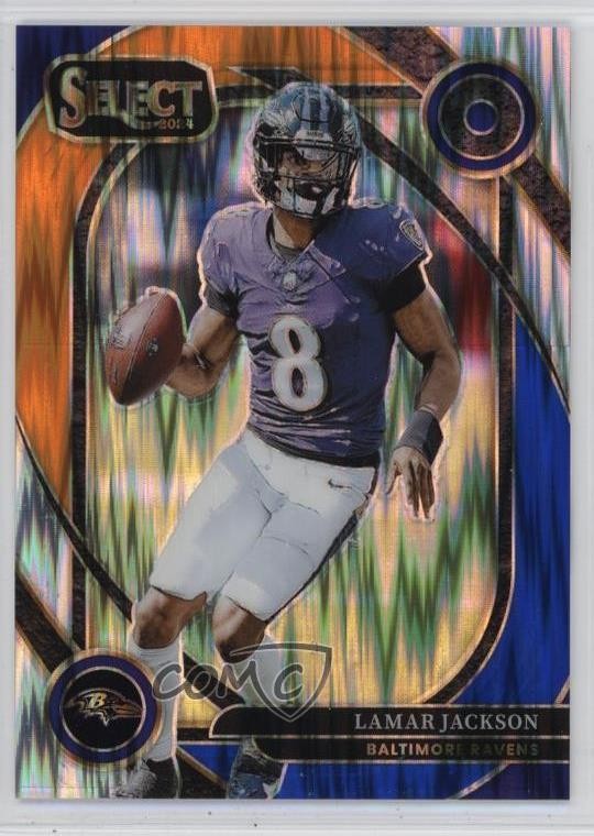 2024 Panini Select Club Level Blue & Orange Shock Prizm 7/35 Lamar Jackson #227