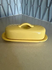 Chantal Full Size Ceramic Covered Butter Dish Marigold / Yellow - 8 1/4 in