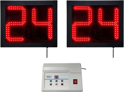 Two Basketball Shot Clocks & Controller   Count Down Timer   300ft   New in Box!