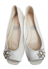 Paradox Pink Ivory Satin Flats 4.5 Embellished Peep Toe Bridal Bridesmaid Shoes