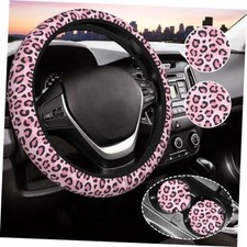 Pink Leopard Print Steering Wheel Cover For Women Universal Auto Steering Pink Leopard Print Steering Wheel Cover For Women Universal Auto Steering