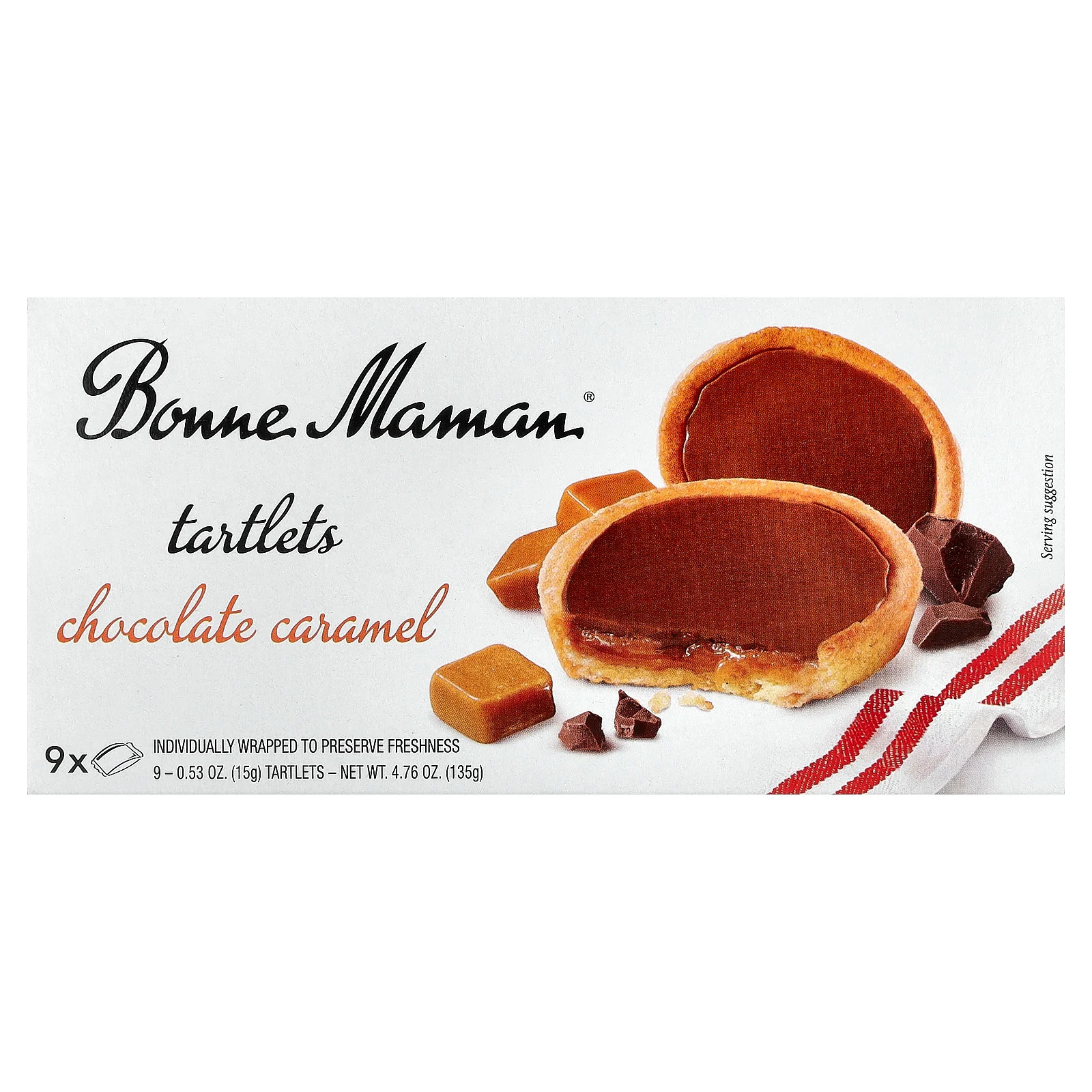 Tartaletas, chocolate caramelo, 9 tartaletas, 0,53 oz (15 g) cada una