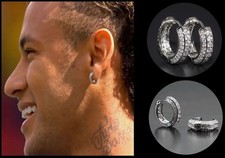 Men’s/Boy’s Neymar 18 Carat White Gold Plated BLING Cubic Zirconia Hoop Earrings