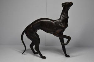 Vintage Bronze Whippet Greyhound Dog Statue Sculpture 12" Metal Art Racing