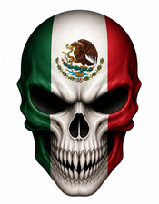 MEXICAN SKULL Flag Decal Sticker Car Truck Mirror Phone Bumper Window Wall Cup