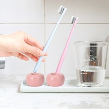 (Pink) Ceramic Toothbrush Holder Non-Slip Toothbrush Holder Cute Durable