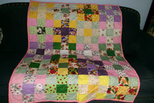 Handmade Patchwork Baby Girl's Crib Quilt, Variety of Cute Prints, 46.5" x 57"