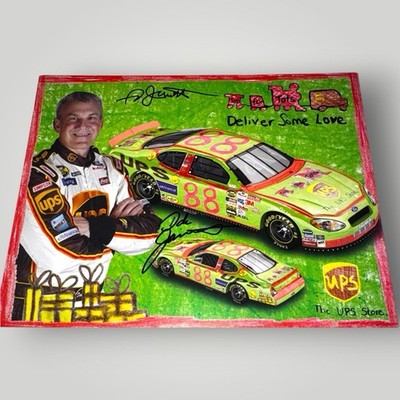 RARE KID DESIGNED Dale Ned Jarret UPS #88 autographed NASCAR HOFers HERO photo