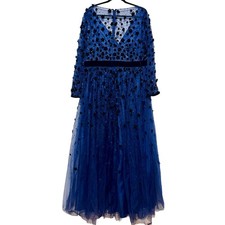 Mac Duggal Ethereal Floral Appliqué Tulle Dress Women Sz 16W Designer Fairycore