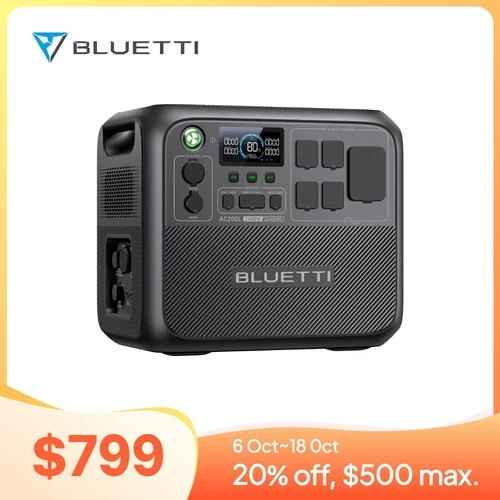 BLUETTI AC200L 2400W 2048Wh Portable Power Station+Optional 200W/350W Solar Kit