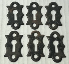 Lot 0f 6 Antique Original 1900's Reclaimed Door Keyhole Escutcheon Plate Covers