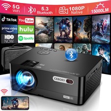 Portable 1080p Projector 300-inch Screen, WiFi, Bluetooth, Built-in Speakers