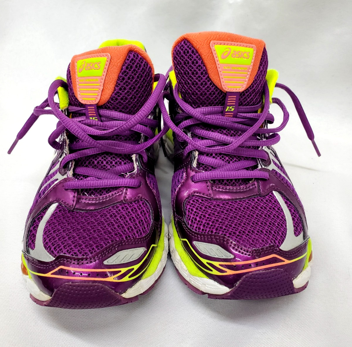 Rare BARELY WORN asics Gel Nimbus 15 Women Running Shoe Purple Fluidride size 8 thumbnail 4