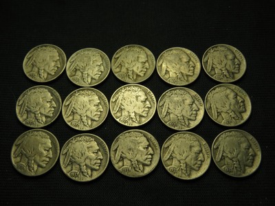 1903 P S 1931 S  1934 - 1938 P D S  Old Buffalo Nickels US coins 15 Different