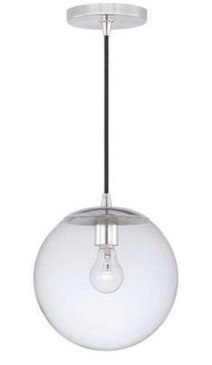 Vaxcel Lighting P0164 Single Light Pendant with Globe Shaped Clear Glass Shade