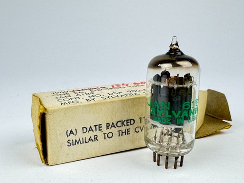 one pair vintage 6189 National ECC82 12AU7WA horseshoe getter tubes NOS & NIB