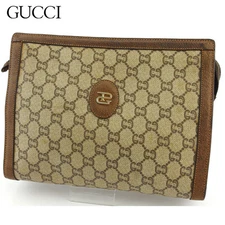 Gucci Clutch Bag Back Second Ladies Men'S Old Gg Plus Brown Beige