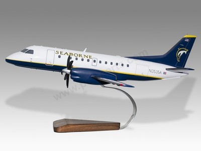 Saab 340 Seaborne Solid Mahogany Wood Handmade Desktop Airplane Model