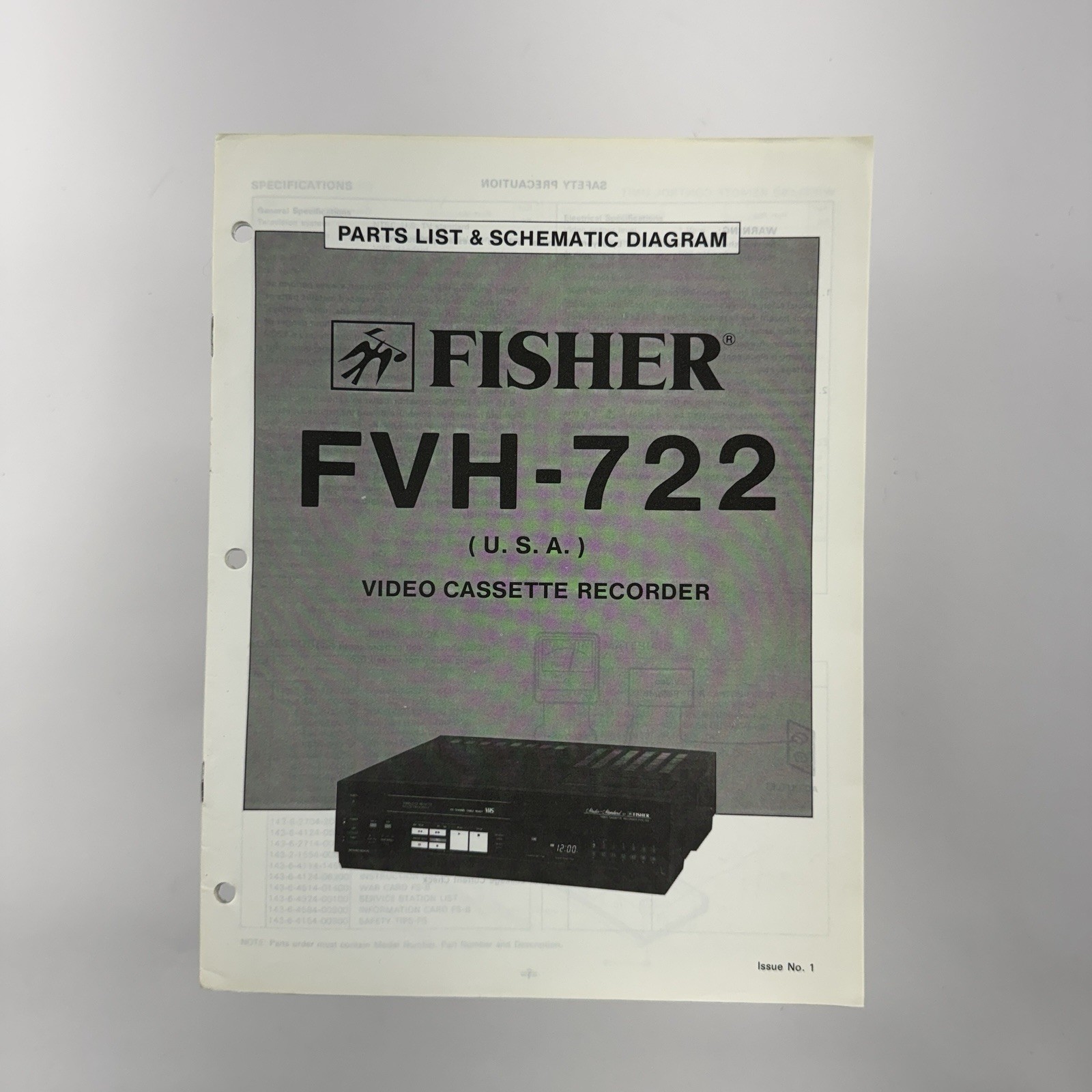 Fisher Parts List & Schematic Diagram FVH-722 U.S.A. Video Cassette Recorder