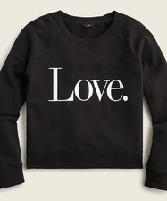 NEW J Crew Size M Medium University Terry Love. Black Sweatshirt AU338 NWT