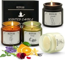 Soy Wax Scented Candles 4 Pack Rose Lavender Orange Vanilla Jars Home Fragrance