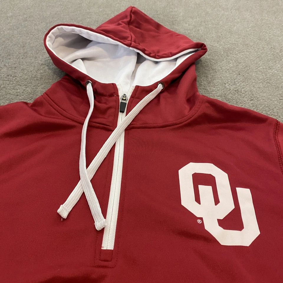 Толстовка с капюшоном мужская Oklahoma Sooners большой футбольный пуловер NCAA четверть квадратного ярда на молнии полиэстер - Изображение 2 из 4