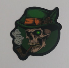 Smoking Leprechaun Skull Halloween Sticker 2.38
