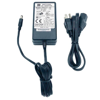 Genuine AC Power Supply Adapter Phihong PSA31U-240 24V 1.25A 30W w/PC