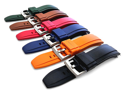 FKM Rubber Watch Strap Band Mens Premium Divers Sports Two Piece 20 21 22 24 mm