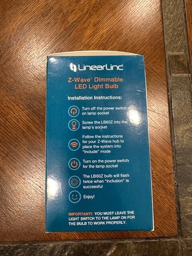 LinearLinc Bulbz Z-Wave Dimmable LED Light Bulb 60 Watt Equivalent - Picture 2 of 4