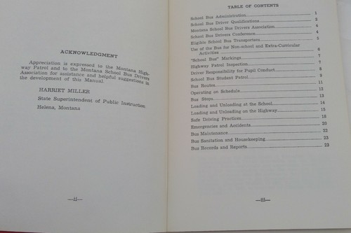 Montana School Bus Driver Manual State Department Of Public Instruction 1966 - Picture 4 of 7