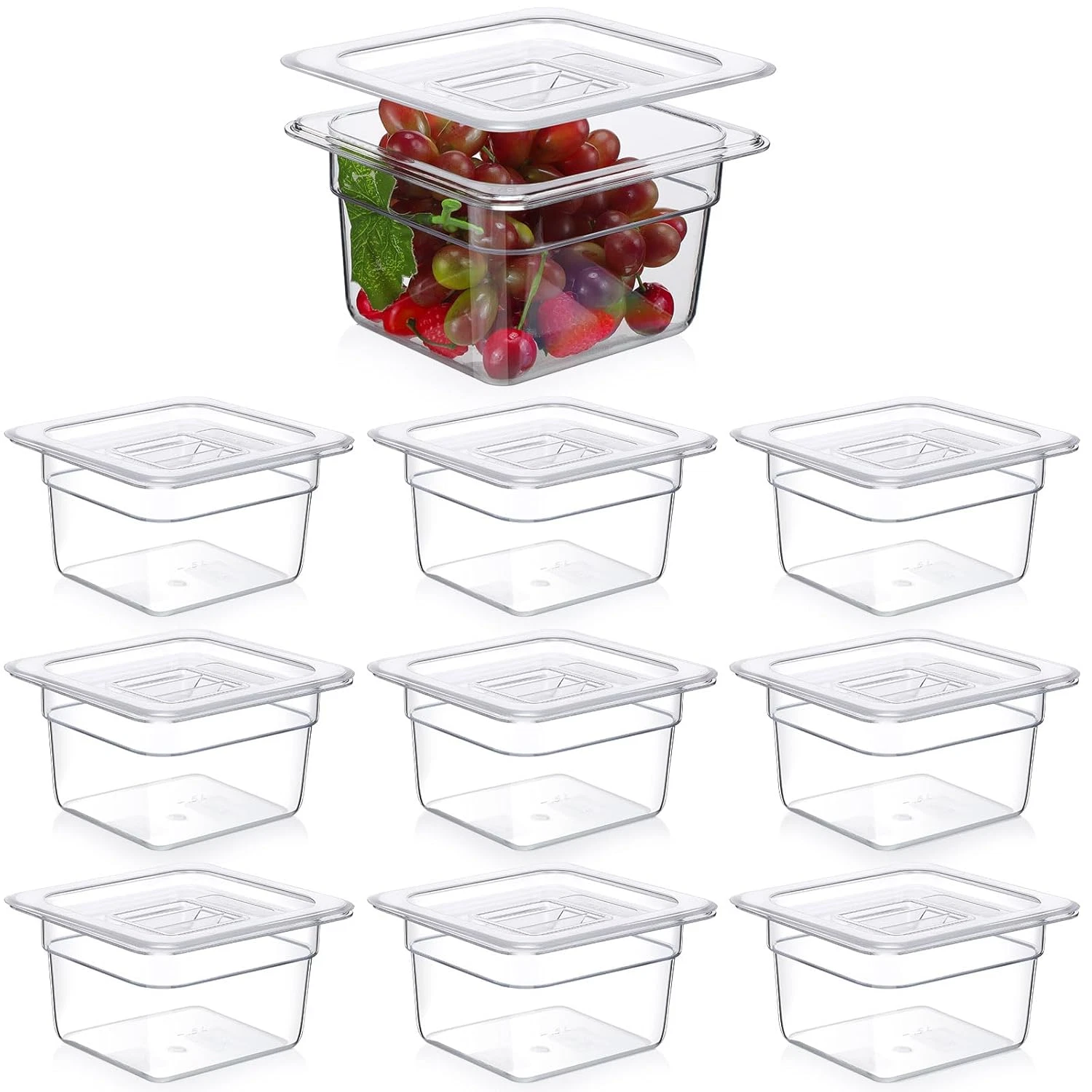 10 Pcs Stackable Clear Food Containers with Lids - Meal Prep & Storage Bins