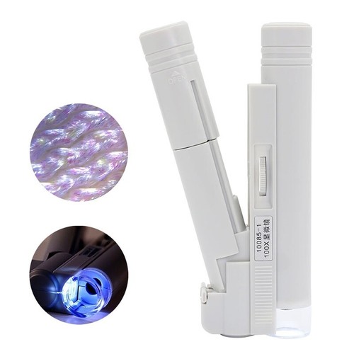 100X Handheld Microscope MINI LED Illuminated Microscope Pocket Jewelry Loupe