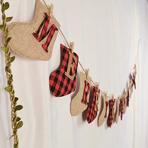 Christmas Banner Red Shinning Bunting Hanging for Family Xmas Party Decoration - Picture 1 of 7