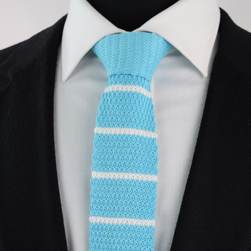 MENS HAND KNIT TIE SLIM WOVEN STRIPE CHECK DESIGN COTTON STYLE MADE & UK Seller - Picture 2 of 10