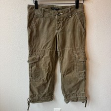 VTG Banana Republic Capri Cargo Pants Women's 0 28x23 Army Green Cotton READ '04