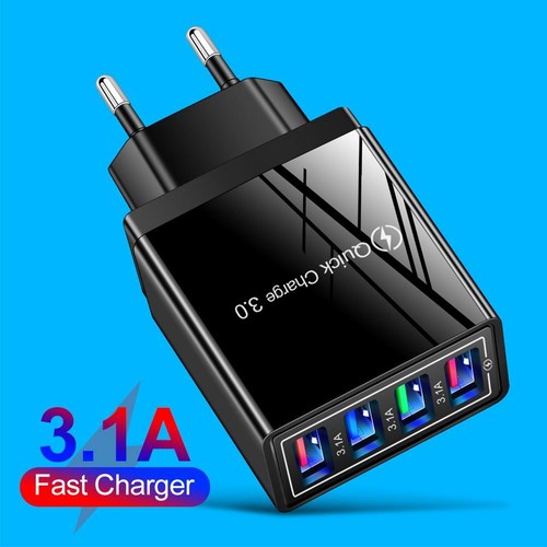 USB QC3.0 Hub 4 Multi Ports Fast Charge Mains Wall Charger Adapter UK EU Plug е△ - Zdjęcie 9 z 14
