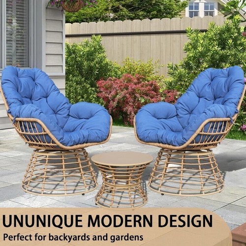 VIXLON Outdoor Furniture Patio Rattan Chair and Table Sets Garden Swivel Chairs - Picture 27 of 76