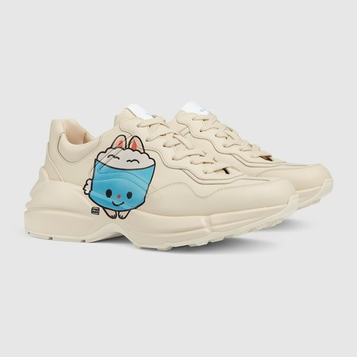 Gucci Pikarar Kawaii Supreme White Cat Fox 41 11W Rubber Sneakers NEW Authentic - Picture 21 of 24