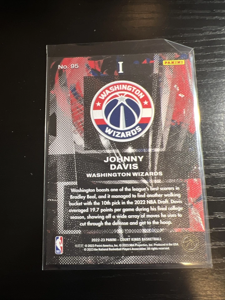 2022-23 Panini Court Kings Johnny Davis Rookies I Rookie RC #95 Wizards - Image 2 of 2