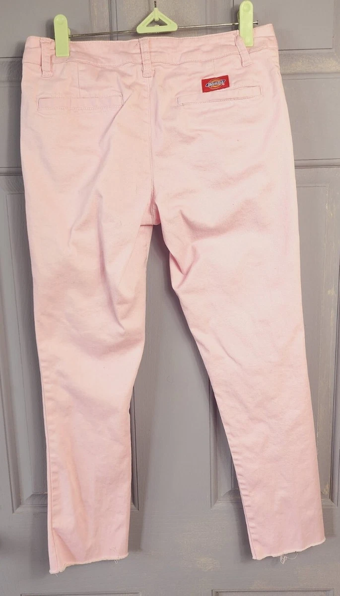 Dickies Pink twill Raw Hem Work Pants Size 5 straight leg 25