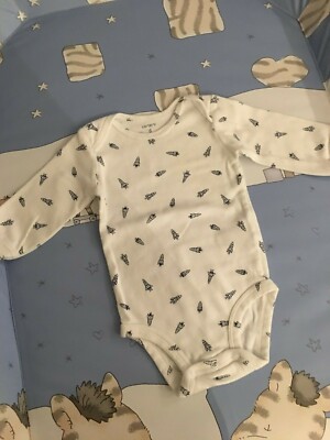 CARTER'S Baby Jungen Langarm Body weiß blau Rakete Gr. 6M 3-6M