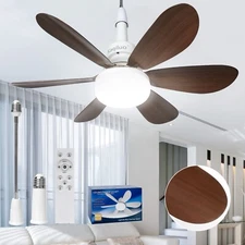 Socket Fan Light with Remote, 20.5’’ Screw in Ceiling Fan Light Bulb Fan（Walnut）