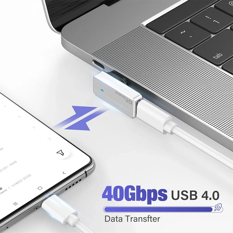GTbeans Right Angle Magnetic USB C Adapter 24Pins 40Gbps 140W PD 5A Charging - Image 3 of 4