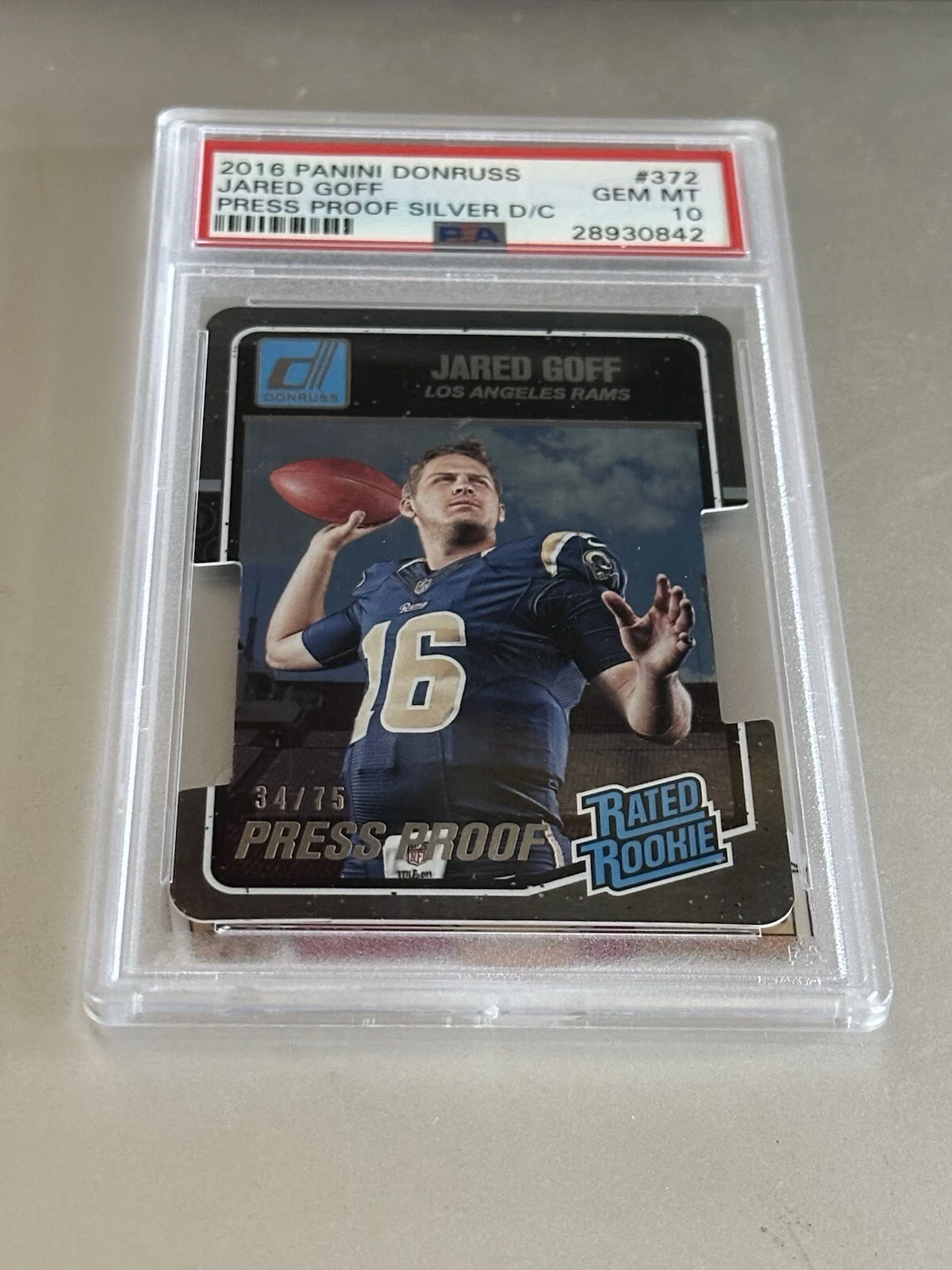Jared Goff Panini Donruss #372 Press Proof Silver Die-Cut