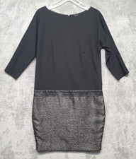 Ann Taylor Dress Womens 4 Black Stretch Gray Tweed Dress Professional Casual