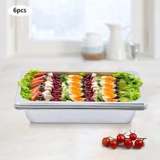 6 Pack 2.5'' Deep 1/3 Size Steam Table Pans Stainless Steel Pan Hotel Restaurant