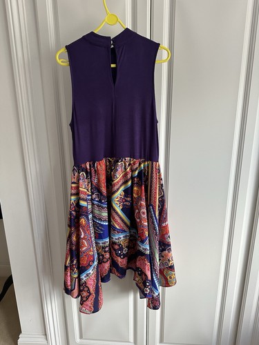 BNWT Ladies Purple & Multicoloured Sleeveless Dress New York & Co Size L - Picture 9 of 11