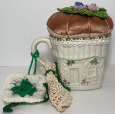 Belleek Pin Cushion Sewing Notions House Mug 32