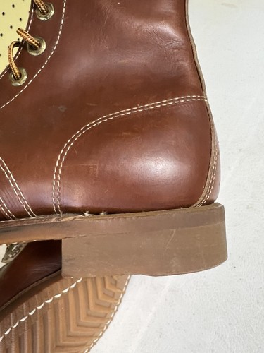 Vtg NOS Herman Survivor Men's Work Steel Toe Leather Boots 7 D Made USA Goodyear - Picture 8 of 13